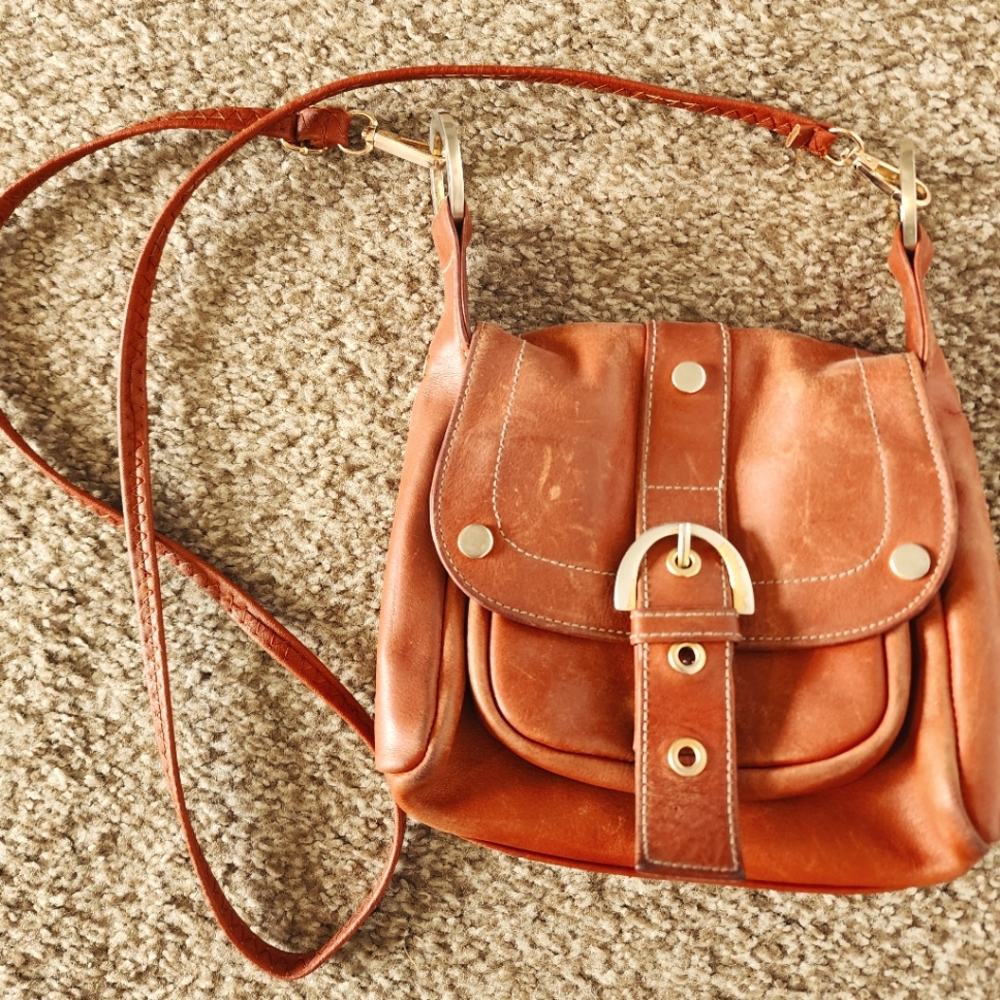 Small Leather Brown Crossbody Bag Purse